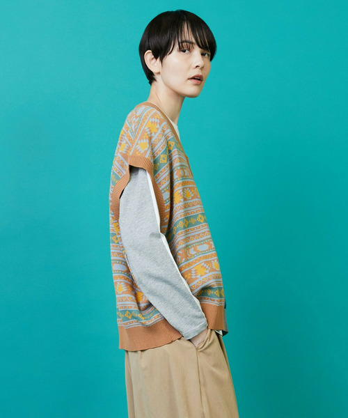 FRAPBOIS（フラボア）の「ノルディーネイティブ ベスト（ベスト・レディース・ブラック/ベージュ・1/2）」の14枚目の写真