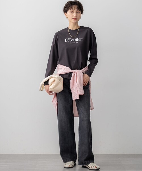 23区 L(ニジュウサンクオオキイサイズ)の「【洗える】ロゴプリント コットン Tシャツ(Tシャツ/カットソー・レディース・ホワイト系/ライトオレンジ系/グレー系・44/46)」の12枚目の写真