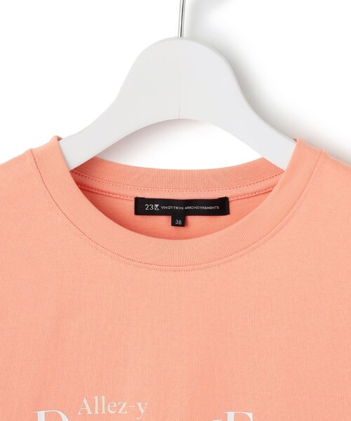 23区 L(ニジュウサンクオオキイサイズ)の「【洗える】ロゴプリント コットン Tシャツ(Tシャツ/カットソー・レディース・ホワイト系/ライトオレンジ系/グレー系・44/46)」の16枚目の写真