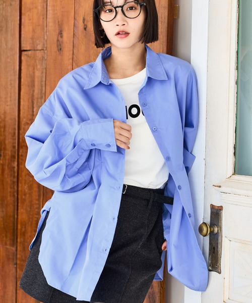 VIS（ビス）の「【WEB/一部店舗限定】ウエストタックオーバーサイズシャツ（シャツ/ブラウス・レディース・ベージュ系その他/サックスブルー/オフホワイト・FREE）」の6枚目の写真