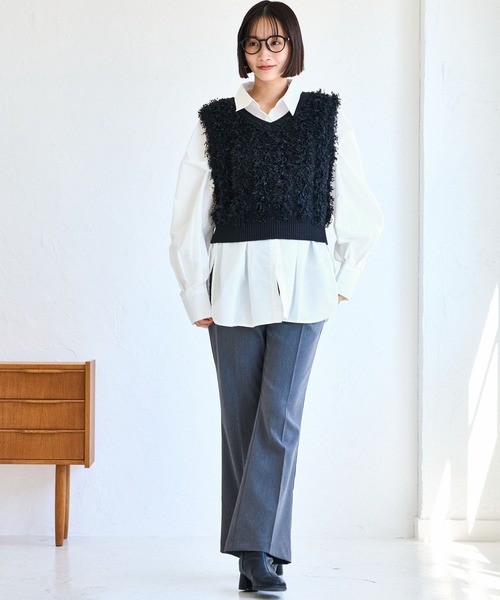 VIS（ビス）の「【WEB/一部店舗限定】ウエストタックオーバーサイズシャツ（シャツ/ブラウス・レディース・ベージュ系その他/サックスブルー/オフホワイト・FREE）」の13枚目の写真