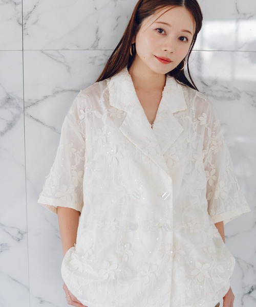 URBAN RESEARCH Sonny Label（アーバンリサーチサニーレーベル）の「NaokoTakayamaスパンコールシャツジャケット（その他アウター・レディース・オフホワイト・FREE）」の6枚目の写真