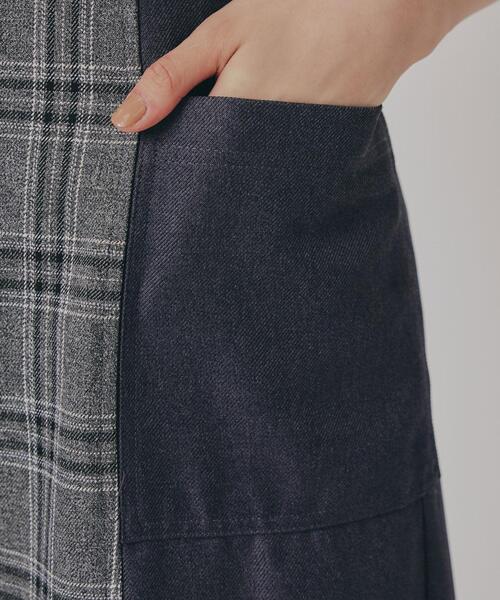 フロントジップバイカラーチェックワンピース（ワンピース）｜REDYAZEL