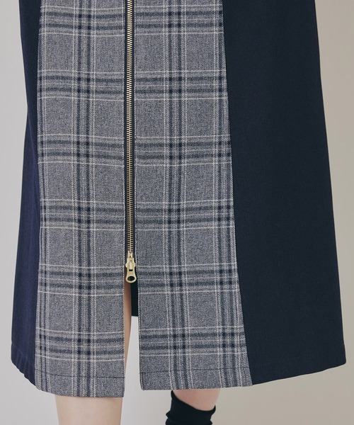 フロントジップバイカラーチェックワンピース（ワンピース