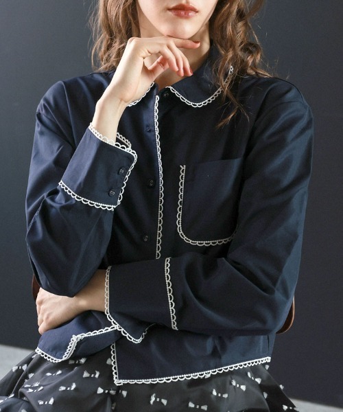 DONOBAN(ドノバン)の「プティスカラップレースブラウス(シャツ/ブラウス・レディース・ネイビー/サックスブルー/ホワイト・ONE)」の14枚目の写真