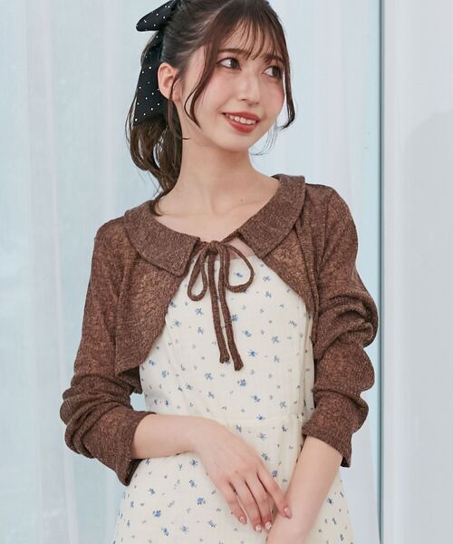 MAJESTIC LEGON(マジェスティックレゴン)の「ショートボレロセットキャミワンピース(ワンピース・レディース・ホワイト系その他2/ブラウン系その他2/ブラック系その他・SMALL/MEDIUM)」の7枚目の写真