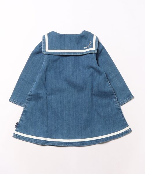 Moujonjon（ムージョンジョン）の「デニムセーラーワンピース（ワンピース・キッズ・ブルー・90/100/110/120/130）」の2枚目の写真