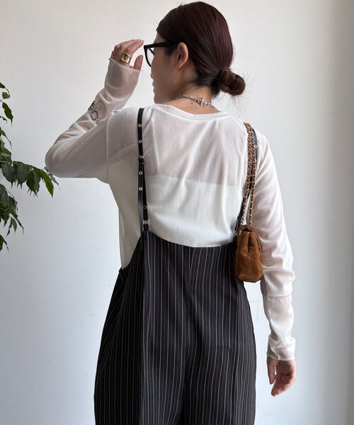 DouDou(ドゥドゥ)の「【WEB限定】ヘリンボーンサスペンダー付パンツ(その他パンツ・レディース・グレイッシュベージュ/ブラック・FREE)」の12枚目の写真