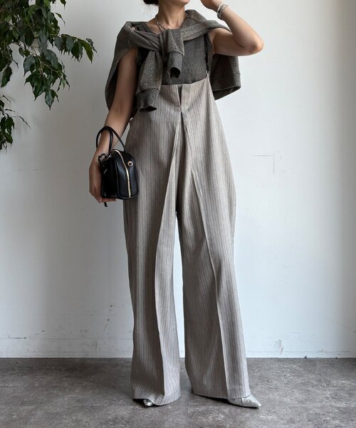 DouDou(ドゥドゥ)の「【WEB限定】ヘリンボーンサスペンダー付パンツ(その他パンツ・レディース・グレイッシュベージュ/ブラック・FREE)」の14枚目の写真