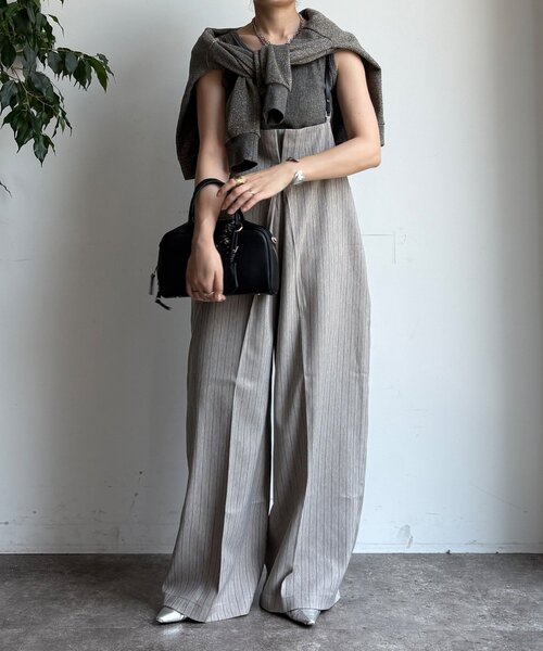DouDou(ドゥドゥ)の「【WEB限定】ヘリンボーンサスペンダー付パンツ(その他パンツ・レディース・グレイッシュベージュ/ブラック・FREE)」の15枚目の写真