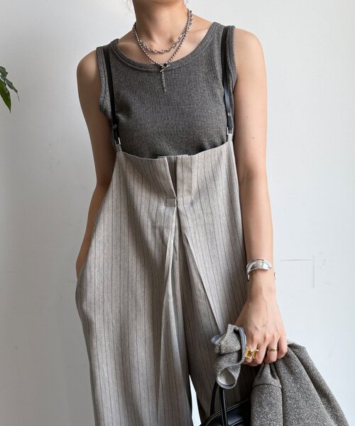 DouDou(ドゥドゥ)の「【WEB限定】ヘリンボーンサスペンダー付パンツ(その他パンツ・レディース・グレイッシュベージュ/ブラック・FREE)」の20枚目の写真