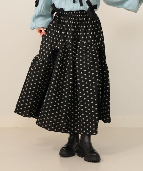 CAROLINA GLASER（カロリナ グレイサー）の「フラワー サイドリボン スカート（スカート・レディース・ホワイト/ブラック・MEDIUM/SMALL）」の6枚目の写真