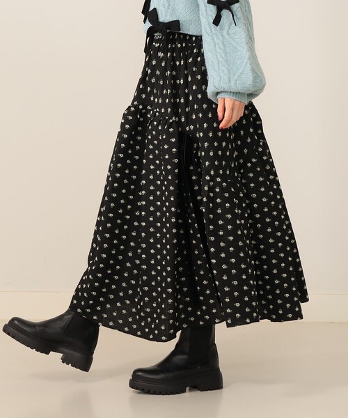 CAROLINA GLASER（カロリナ グレイサー）の「フラワー サイドリボン スカート（スカート・レディース・ホワイト/ブラック・MEDIUM/SMALL）」の9枚目の写真