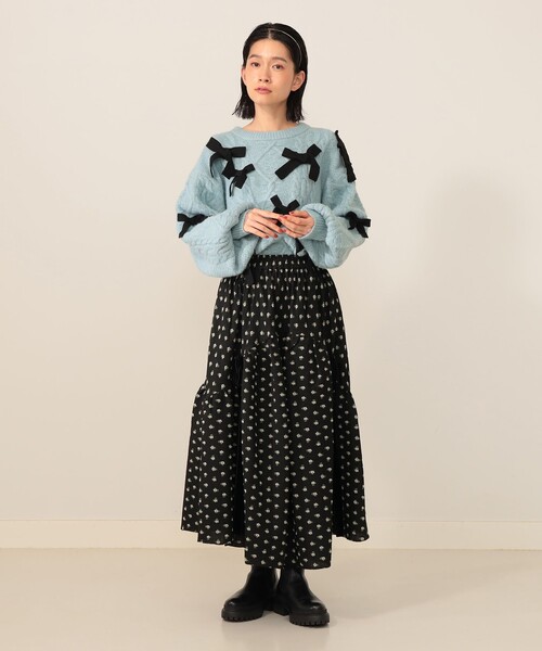 CAROLINA GLASER（カロリナ グレイサー）の「フラワー サイドリボン スカート（スカート・レディース・ホワイト/ブラック・MEDIUM/SMALL）」の18枚目の写真