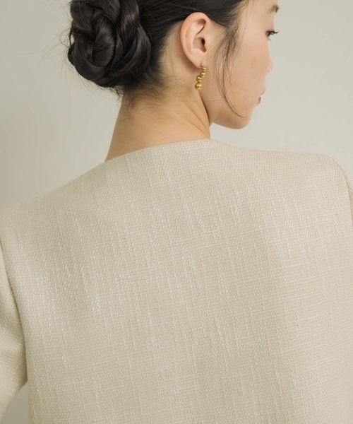 NEUNA（ヌナ）の「【セットアップ可能！】ツイードショートハーフジャケット（テーラードジャケット・レディース・ブラック/ブルー/アイボリー・FREE）」の6枚目の写真