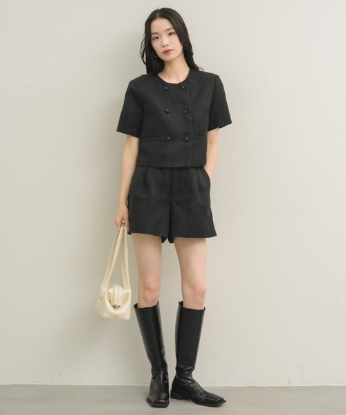 NEUNA（ヌナ）の「【セットアップ可能！】ツイードショートハーフジャケット（テーラードジャケット・レディース・ブラック/ブルー/アイボリー・FREE）」の17枚目の写真