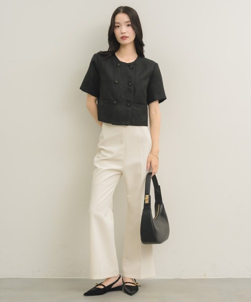 NEUNA（ヌナ）の「【セットアップ可能！】ツイードショートハーフジャケット（テーラードジャケット・レディース・ブラック/ブルー/アイボリー・FREE）」の20枚目の写真