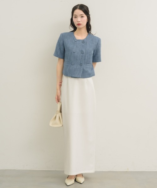 NEUNA（ヌナ）の「【セットアップ可能！】ツイードショートハーフジャケット（テーラードジャケット・レディース・ブラック/ブルー/アイボリー・FREE）」の11枚目の写真