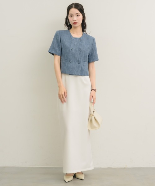 NEUNA（ヌナ）の「【セットアップ可能！】ツイードショートハーフジャケット（テーラードジャケット・レディース・ブラック/ブルー/アイボリー・FREE）」の12枚目の写真