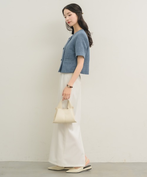 NEUNA（ヌナ）の「【セットアップ可能！】ツイードショートハーフジャケット（テーラードジャケット・レディース・ブラック/ブルー/アイボリー・FREE）」の14枚目の写真