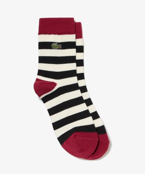 LACOSTE(ラコステ)の「配色切り替えボーダークルーソックス 22-24cm(ソックス/靴下・レディース・ホワイト×ブラック/ブラック×ホワイト・24.0cm)」の1枚目の写真