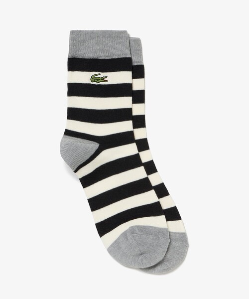 LACOSTE(ラコステ)の「配色切り替えボーダークルーソックス 22-24cm(ソックス/靴下・レディース・ホワイト×ブラック/ブラック×ホワイト・24.0cm)」の2枚目の写真