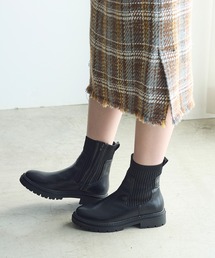 サイドゴアリブニットブーツ