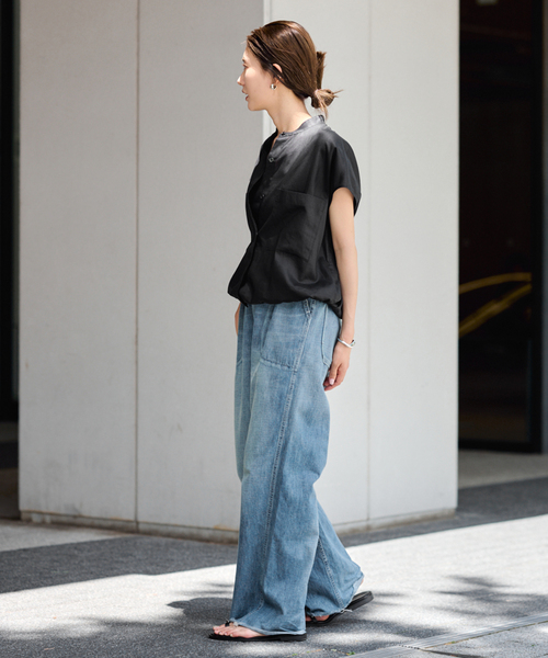 ラミーリヨセルキャップスリーブドロストシャツ（シャツ