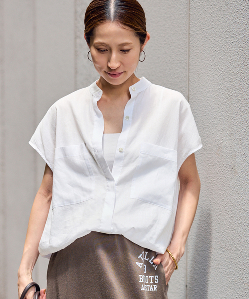 セール】ラミーリヨセルキャップスリーブドロストシャツ（シャツ