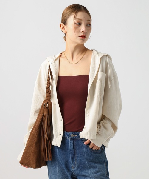 BAYFLOW（ベイフロー）の「[夏から秋口の羽織りに]シャツパーカー（シャツ/ブラウス・レディース・オフホワイト/チャコール/テラコッタ・FREE）」の21枚目の写真