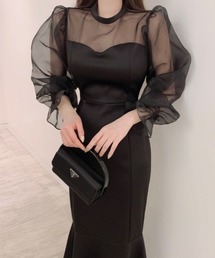 【結婚式・二次会】シースルースリーブドレス