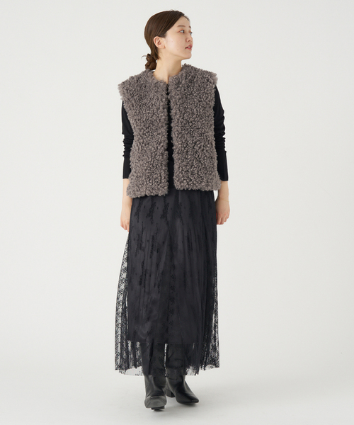 IENA（イエナ）の「TISSAVELカーリージレ（ベスト・レディース・チャコールグレー/アイボリー・FREE）」の20枚目の写真