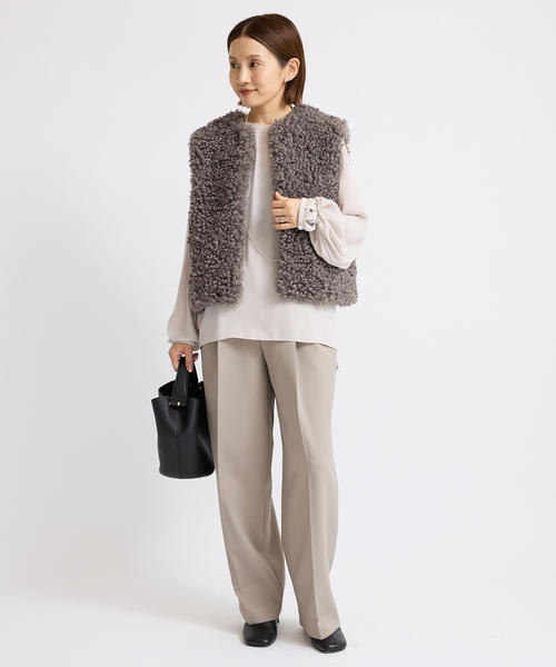 IENA（イエナ）の「TISSAVELカーリージレ（ベスト・レディース・チャコールグレー/アイボリー・FREE）」の21枚目の写真