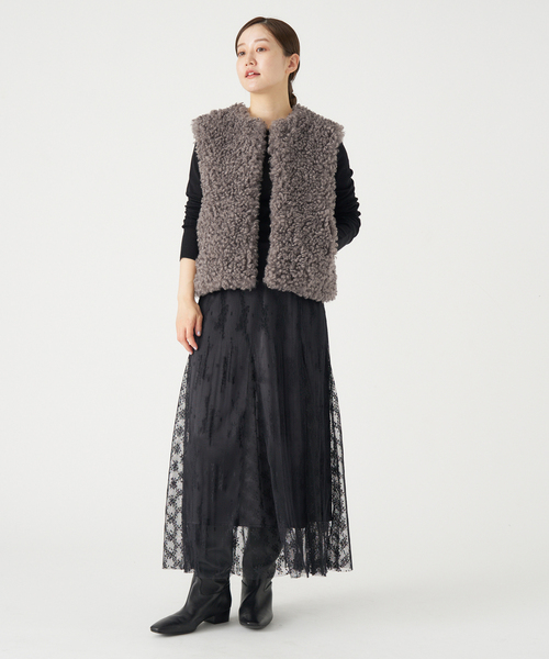 IENA（イエナ）の「TISSAVELカーリージレ（ベスト・レディース・チャコールグレー/アイボリー・FREE）」の11枚目の写真