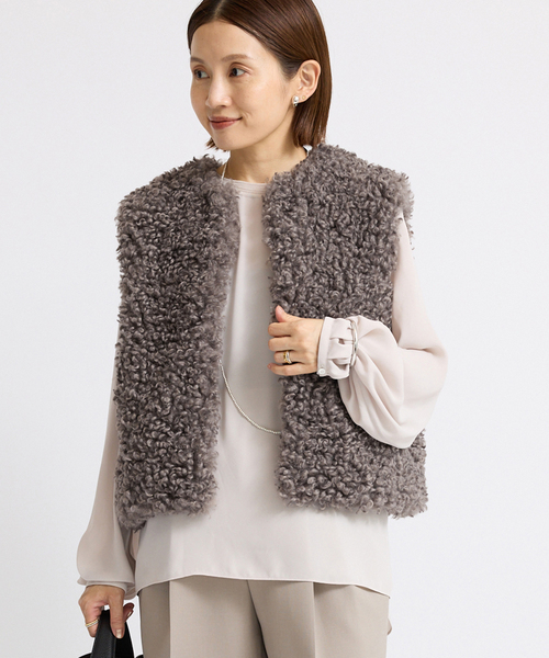 IENA（イエナ）の「TISSAVELカーリージレ（ベスト・レディース・チャコールグレー/アイボリー・FREE）」の15枚目の写真