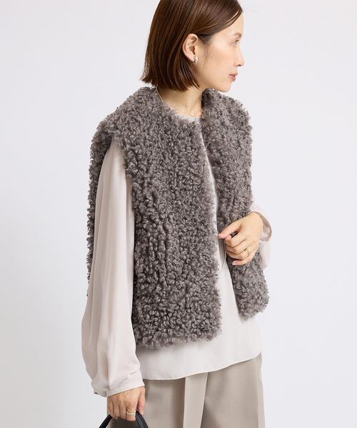 IENA（イエナ）の「TISSAVELカーリージレ（ベスト・レディース・チャコールグレー/アイボリー・FREE）」の17枚目の写真