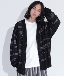 透かし編みニットカーディガン