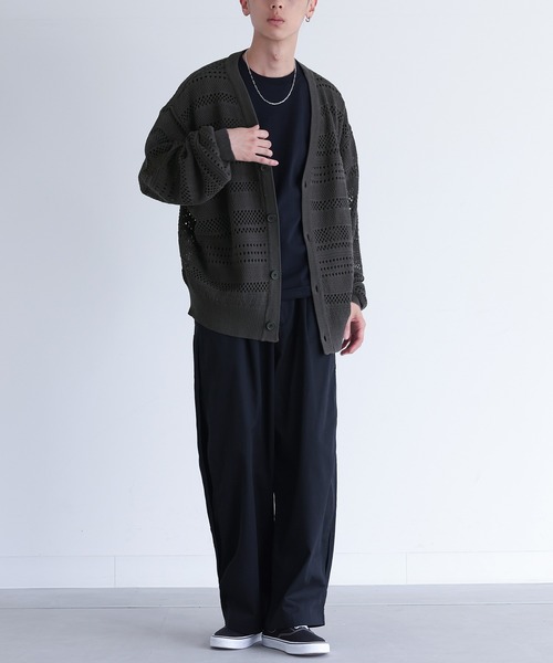 MDR(エムディアール)の「透かし編みニットカーディガン(カーディガン/ボレロ・メンズ・ブラック/チャコール・L/M)」の16枚目の写真