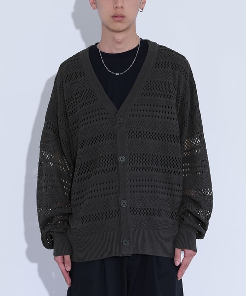 MDR(エムディアール)の「透かし編みニットカーディガン(カーディガン/ボレロ・メンズ・ブラック/チャコール・L/M)」の17枚目の写真