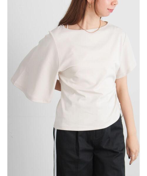 Te chichi(テチチ)の「アシメスリーブプルオーバー(Tシャツ/カットソー・レディース・ピンク/ブラック/ベージュ・F)」の1枚目の写真