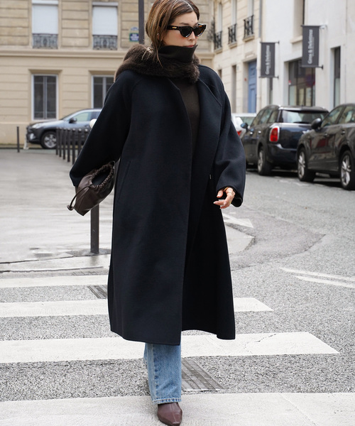 ウールアンゴラ ノーカラーコート（ノーカラーコート）｜Deuxieme