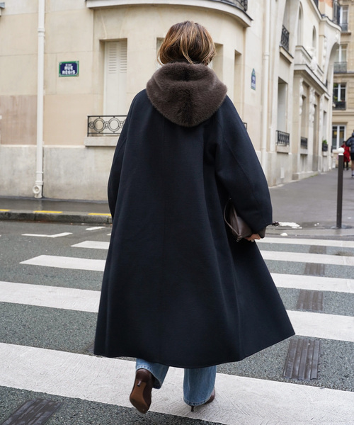 ウールアンゴラ ノーカラーコート（ノーカラーコート）｜Deuxieme