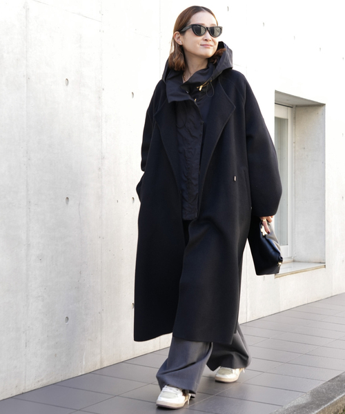 ウールアンゴラ ノーカラーコート（ノーカラーコート）｜Deuxieme