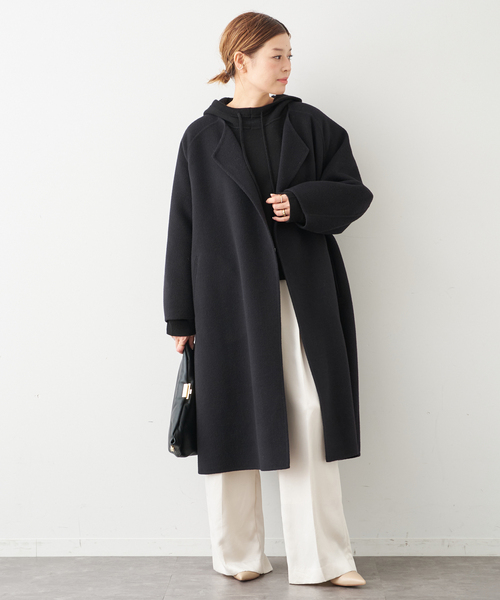 ウールアンゴラ ノーカラーコート（ノーカラーコート）｜Deuxieme