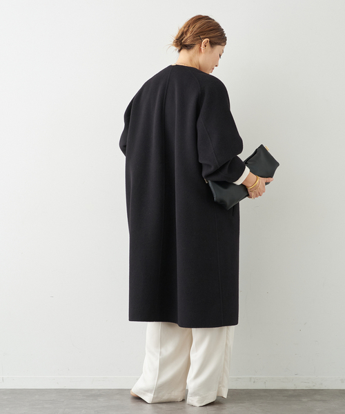 Deuxieme Classe（ドゥーズィエムクラス）の「*ウールアンゴラ ノーカラーコート（ノーカラーコート・レディース・ブラック/ベージュ・36/38）」の7枚目の写真