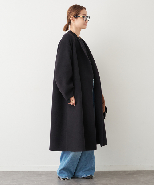 Deuxieme Classe（ドゥーズィエムクラス）の「*ウールアンゴラ ノーカラーコート（ノーカラーコート・レディース・ブラック/ベージュ・36/38）」の10枚目の写真