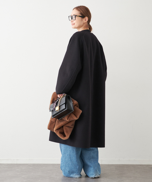 Deuxieme Classe（ドゥーズィエムクラス）の「*ウールアンゴラ ノーカラーコート（ノーカラーコート・レディース・ブラック/ベージュ・36/38）」の11枚目の写真