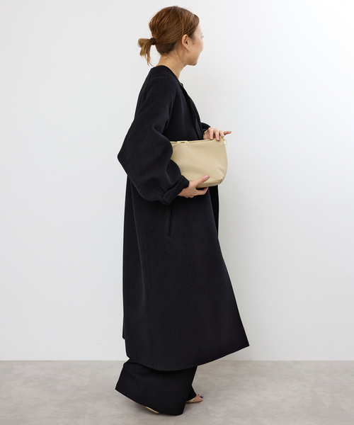 Deuxieme Classe（ドゥーズィエムクラス）の「*ウールアンゴラ ノーカラーコート（ノーカラーコート・レディース・ブラック/ベージュ・36/38）」の13枚目の写真