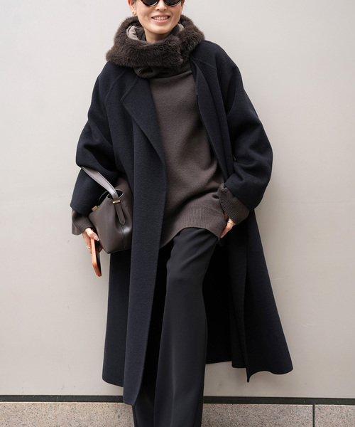 ウールアンゴラ ノーカラーコート（ノーカラーコート）｜Deuxieme
