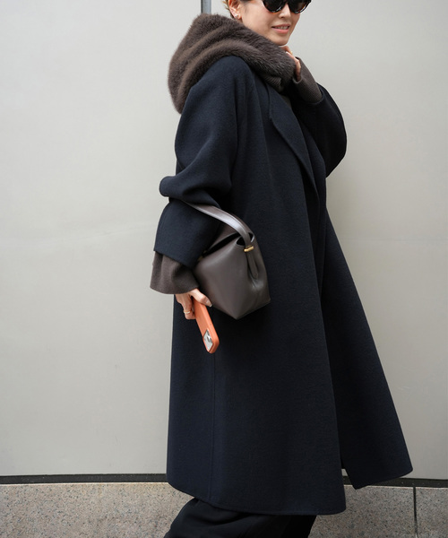 Deuxieme Classe（ドゥーズィエムクラス）の「*ウールアンゴラ ノーカラーコート（ノーカラーコート・レディース・ブラック/ベージュ・36/38）」の16枚目の写真